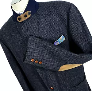 Vtg Stafford Tweed Lambswool, Wool Blazer Leather Buttons/Trim 48 Extra Long USA - Picture 1 of 15
