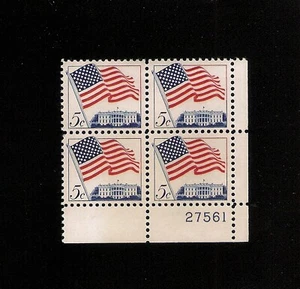 US STAMP 1208 Plate Block Flag & White House 5c MINT NH OG 1963 FREE SHIP - Picture 1 of 1