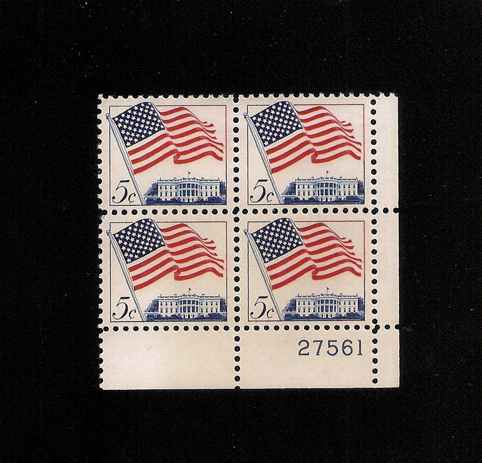 US STAMP 1208 Plate Block Flag & White House 5c MINT NH OG 1963 FREE SHIP - Image 1 of 1