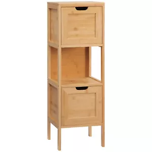 Badezimmerschrank, Badschrank aus Bambus, Aufbewahrungsschrank, 30 x 30 x 90 cm - Afbeelding 1 van 10