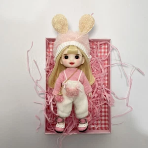 1/8 BJD Puppe 16 cm Puppen mit handbemaltem Make-up Fullset Outfits Hut blonde Perücken - Bild 1 von 12
