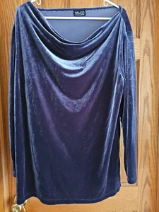 NY & CO Damen XXL Velour grau Wasserfallausschnitt Langarm Tunika - Bild 1 von 3