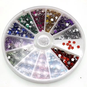 1200 Acrylic FlatBack Mini Flower Gems Rhinestones 4mm with Wheel 12 Colour Nail - Picture 1 of 6