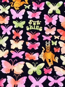 Scooby-Doo Nurse Scrub Top L/G 100% Cotton Multicolor Butterfly and Dog Print - Picture 1 of 11