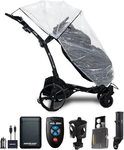 MGI Zip Navigator AT Electric Golf Push Cart with Rain Cover Bundle - Picture 1 of 9