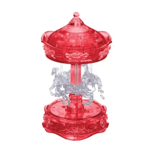 New - BePuzzled 3D Crystal Puzzle - Carousel (White/Red): 83 Pcs - Ages 12+ - Picture 1 of 7
