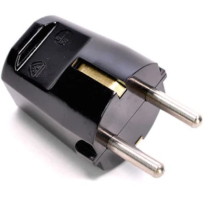 Schuko-Stecker aus Duroplast (Bakelit-Optik), Schutzkontaktstecker - Bild 1 von 10