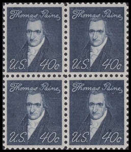 US 1292 Thomas Paine 40c block 4 MNH 1968 - Picture 1 of 1