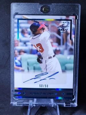 2020 Leaf Ultimate Draft Ronald Acuna Gold Rookies Autograph #'d 50/50 🔥 🔥 🔥  - Image 1 of 4
