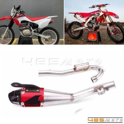 Complete Muffler Exhaust System Slip On Pipe For Honda CRF230F 2008-2020 Chrome - Image 1 of 4
