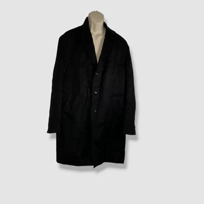 $2550 Neiman Marcus Men's Black Solid Cashmere Jacket Topcoat Size 58R - Image 1 of 3