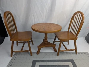 18 Inch Doll Size Wooden Dining Table Spindle Chairs Lot - Picture 1 of 15