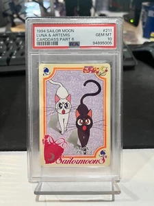 1994 Sailor Moon Carddass parte 6 Luna & Artemis #211 PSA 10 - Foto 1 di 2