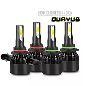 9005+9006 LED Combo COB LED Headlight Kit 28000LM Light Bulbs High/Low Beams 4X - Picture 1 of 12