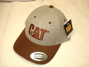 CAT / Caterpillar WOOL Logo Hat Cap. GRAY/Copper. 6-panel. OSFA strap clasp BNIP - Picture 1 of 10