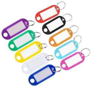 60PCS Plastic Key Tags With Ring Keychain Key ID Label Luggage Name Tag  - Picture 1 of 7