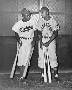 Dodgers JACKIE ROBINSON and Indians LARRY DOBY Glossy 8x10 Photo Print Poster - Picture 1 of 1