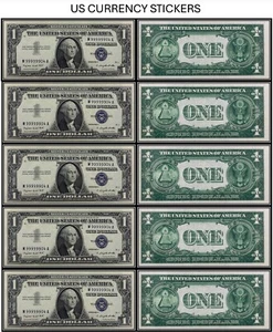 $1 One Dollar 1957-A Silver Certificate (US CURRENCY STICKERS) (Lot Of 5) - Picture 1 of 6