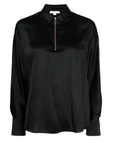 VINCE New Silk Long-Sleeve Zip Blouse $522 , sz S - Picture 1 of 9