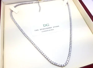 Platinum finish Classic Exquisite DG created diamond Tennis necklace Gift Boxed - Picture 1 of 5