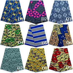African PolyCotton Wax Print Fabric Ankara Sewing Crafting 6 Yards FREE Shipping - Picture 1 of 10