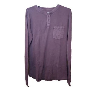 Mossimo Mens Henley Long Sleeve Purple Stripped Shirt Size MT - Picture 1 of 4