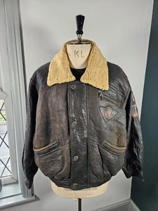 Chaqueta de bombardero vintage de piel de oveja de la Fuerza Aérea XL/2XL piel de oveja piloto aviador para hombre - Imagen 1 de 21