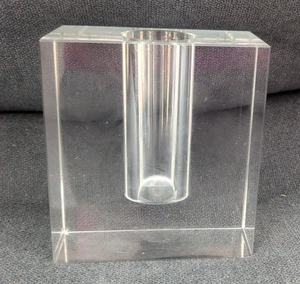 Kristall Klarglas Block Rechteck Vase Schwer Minimalistisch Elegant - Bild 1 von 10