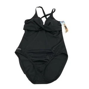 Speedo Women's Black Criss Cross Back One Piece Swim Suit Size 18 NWT - Picture 1 of 6