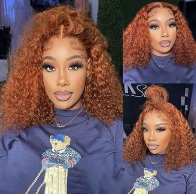 14 inch 4/350 Highlight Color Short Bob Wig Water Wave 13x4 Front Lace - Image 1 of 4