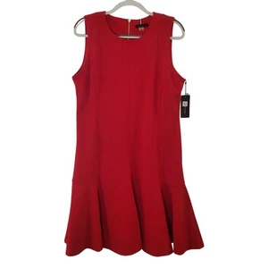 Tommy Hilfiger Sleeveless Flare Dress Size 14 Red Preppy Wedding Guest Nautical - Picture 1 of 6