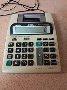 Casio HR-100TE Big 12-Digit 2-Color Printing Tax & Exchange Calculator Tested - Picture 1 of 5