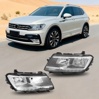 Headlamps For 2018-2021 Volkswagen Tiguan Halogen Headlights w/LED DRL Pair Set Foto 1 de 4