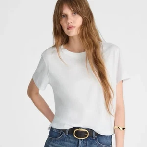 Camiseta Madewell Slub Boxy Crop Blanca Manga Corta Talla L - Imagen 1 de 2