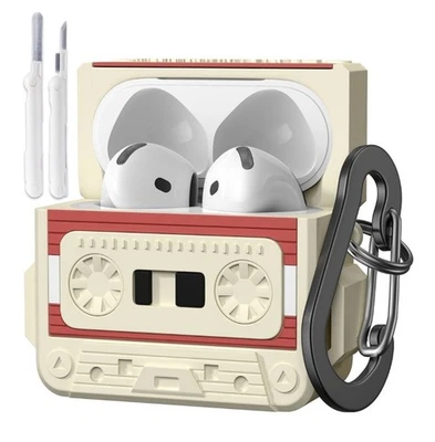 Funda protectora compatible con AirPods 4 MOFREE - Diseño de cinta de casete Foto 1 de 4