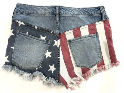 Mossimo Y2K флаг отрезные шорты джинсовой ткани размер 6/28 патриотический американский Daisy герцогов - Изображение 1 из 4