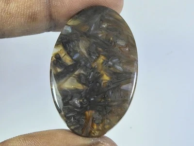 49Cts. Natural Tree Moss Agate Oval Cabochon Loose Gemstone 24X40X05MM R262 - Image 1 of 4