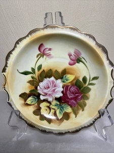 Vintage Porcelain Bowl Pink Roses and Gold Trim 9" Granny Cottage Core - Picture 1 of 16