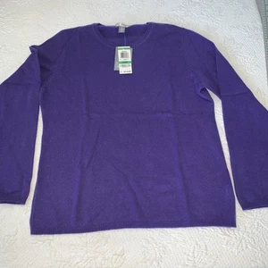 Charter Club Classic 100% 2 Ply Cashmere Sweater Women's Large Purple Cozy Soft - Picture 1 of 5