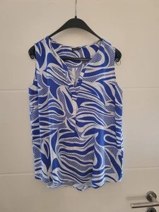 Laura Torelli superleichte ärmellose Damen Sommerbluse blau/weiß Gr.M ungetragen - Bild 1 von 2