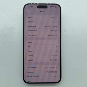 Unlocked Apple iPhone 15 Pro Max 256GB 26.1 Silver A3105 - Bild 1 von 12