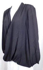 CALYPSO ST BARTH Women's Black Long Sleeve Blouson V-Neck Silk Tunic Blouse Sz S - Picture 1 of 5