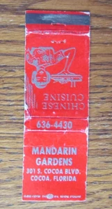 MANDARIN GARDENS CHINESE FOOD MATCHBOOK COVER: COCOA, FLORIDA MATCHCOVER -A8 - Picture 1 of 1