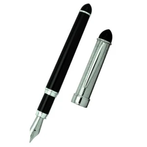 Penna Stilografica Personalizzabile in Argento 925 e Resina Nera XS135-N-OT7F - Foto 1 di 6