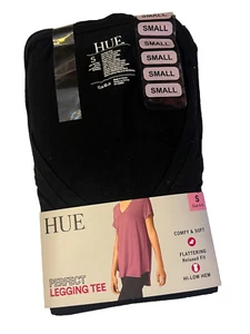 HUE Short Sleeve Hi-Lo Legging Tee - Black Small, 96% Rayon 4% Spandex, Tagless - Picture 1 of 2