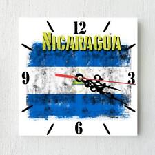 Nicaragua Flag Wall clock patriots Wooden Tile Watch Support Décor