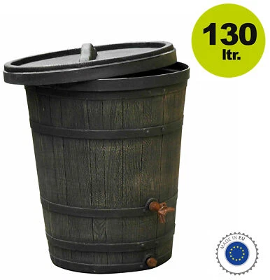 YERD Regen Tonne Holz Fass Wein Optik 130 Liter Barrik Style Tank Wasser konisch - Bild 1 von 4