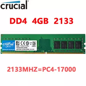 Crucial DDR4 4GB 1X4GB 2133 Mhz PC4-17000 288pins Desktop Memory Dimm Ram - Picture 1 of 8
