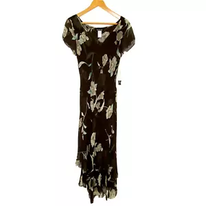 Abito donna Jones New York 2 pezzi Scarborough taglia 10 scollo a V S/S marrone floreale seta - Foto 1 di 16
