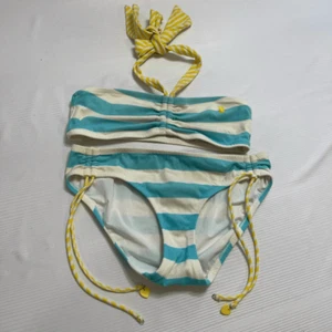 Juicy Couture Terry Cloth Vintage 90s Y2K Blue White Stripe Bikini Size Large - Picture 1 of 11